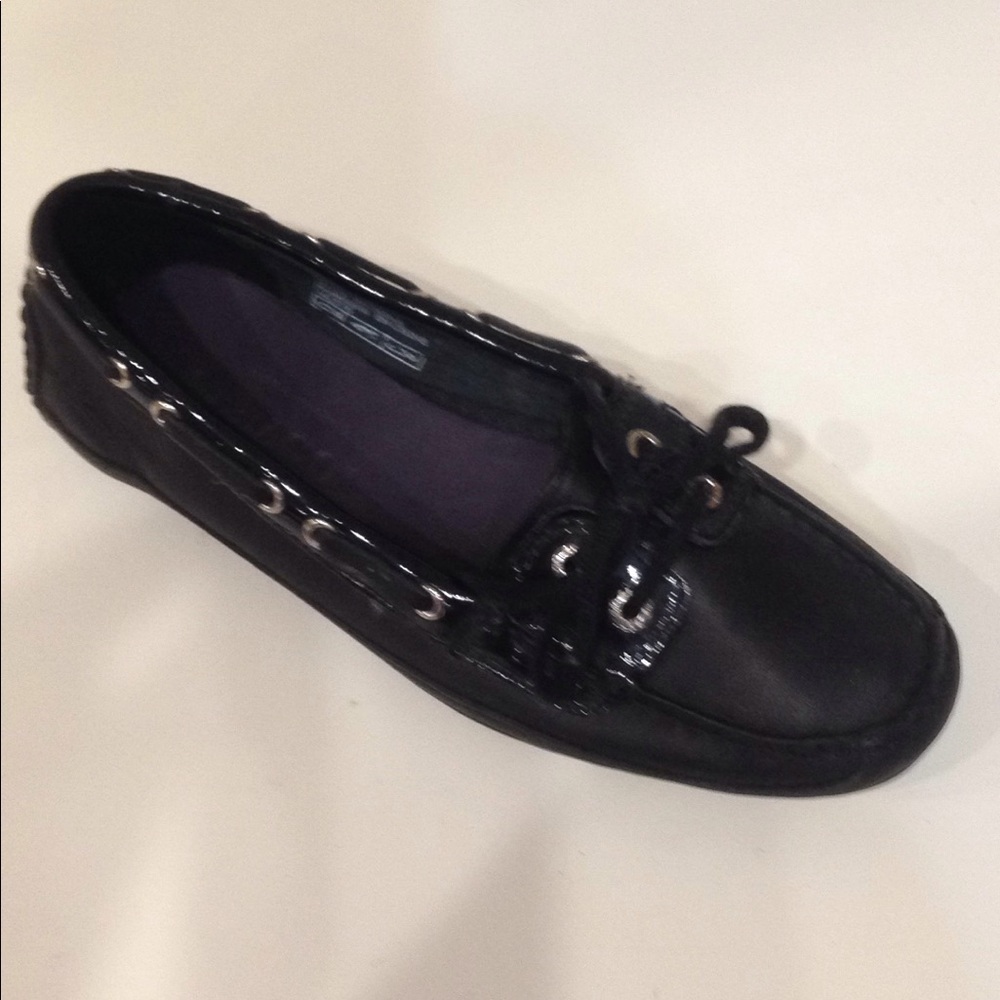 Sebago Black Leather with Black Patent Docksider